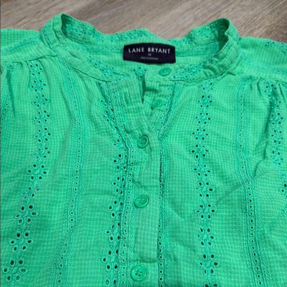 Lane Bryant Size 28 Green Boxy Blouse with Cuffed Sleeves - Picture 8 of 14